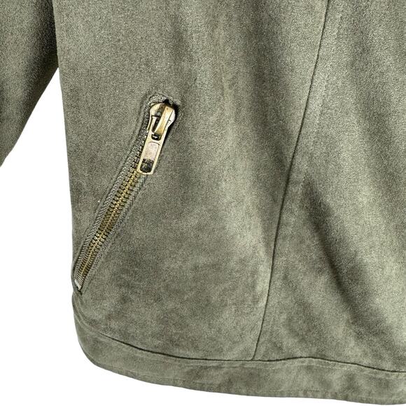 Ellison Green Long Sleeve Lined Asymmetrical Full Zip Lightweight Suede Jacket M - Picture 4 of 8